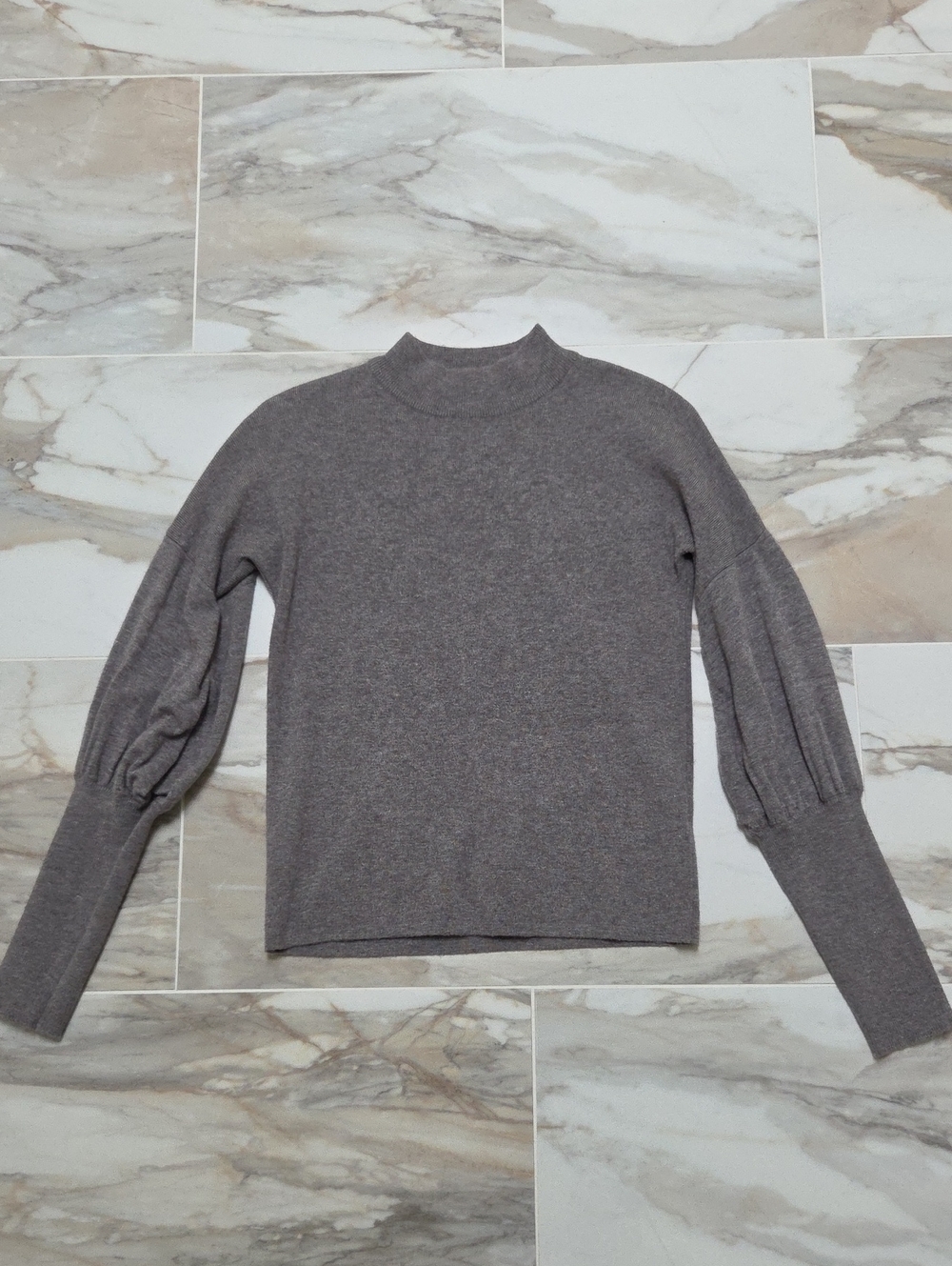 THML Gray Cowlneck Puff-Sleeve Sweater